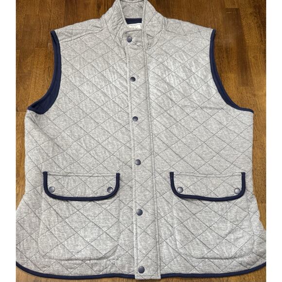 JoS. A. Bank Vest Tailored Fit Gray Zip Quilted Preppy Business Jersey Knit XXL - Picture 1 of 4